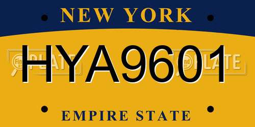 HYA9601 New York License Plate