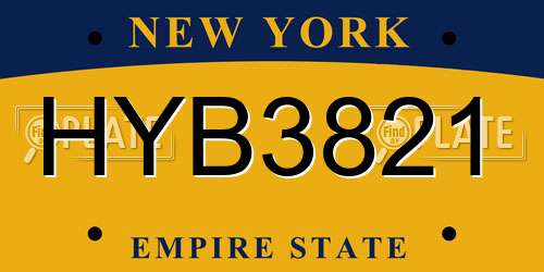 HYB3821 New York License Plate