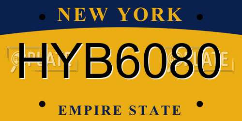 HYB6080 New York License Plate