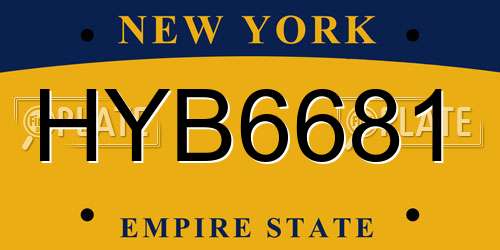 HYB6681 New York License Plate
