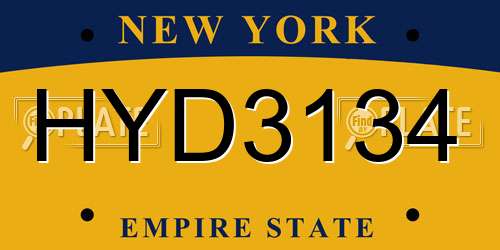 HYD3134 New York License Plate