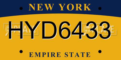 HYD6433 New York License Plate