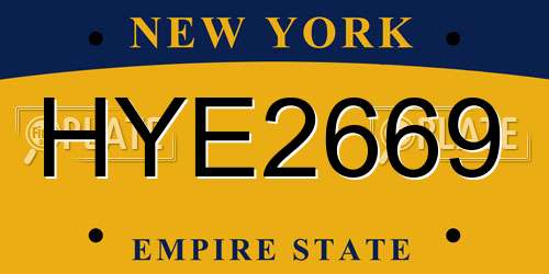 HYE2669 New York License Plate