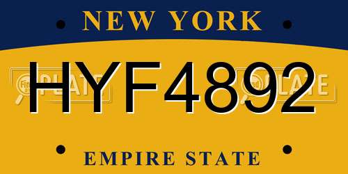 HYF4892 New York License Plate