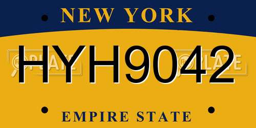 HYH9042 New York License Plate
