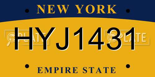 HYJ1431 New York License Plate