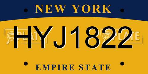 HYJ1822 New York License Plate