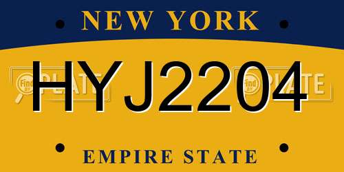 HYJ2204 New York License Plate