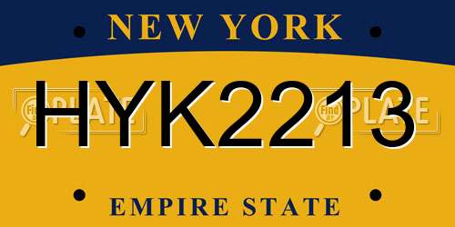 HYK2213 New York License Plate