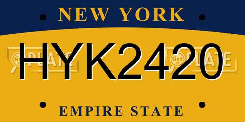 HYK2420 New York License Plate