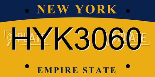 HYK3060 New York License Plate