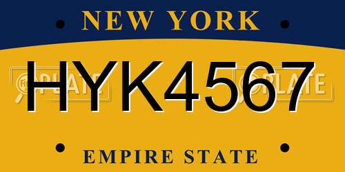 HYK4567 New York License Plate