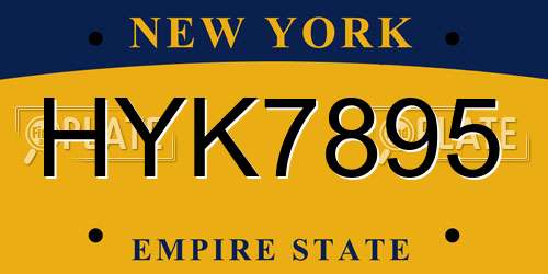 HYK7895 New York License Plate