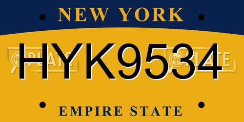 HYK9534 New York License Plate