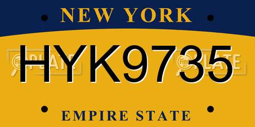 HYK9735 New York License Plate