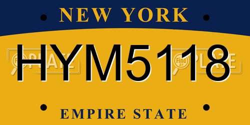 HYM5118 New York License Plate