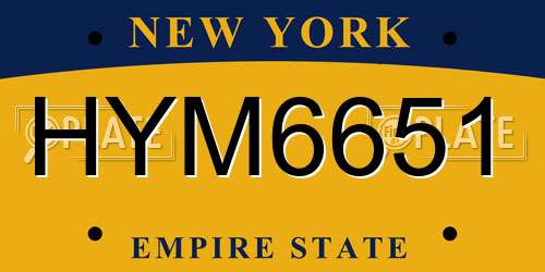 HYM6651 New York License Plate