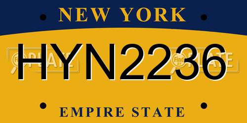 HYN2236 New York License Plate