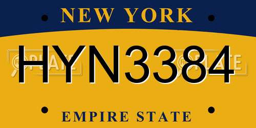 HYN3384 New York License Plate