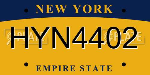 HYN4402 New York License Plate