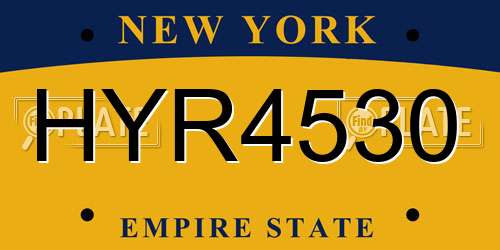 HYR4530 New York License Plate