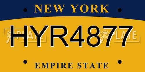 HYR4877 New York License Plate
