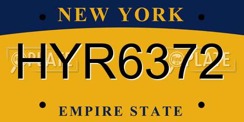 HYR6372 New York License Plate