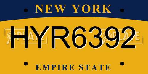 HYR6392 New York License Plate