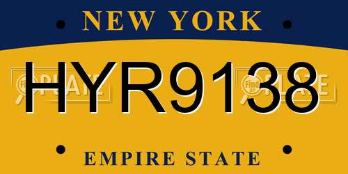 HYR9138 New York License Plate