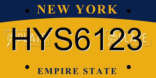 HYS6123 New York License Plate