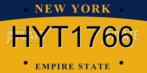 HYT1766 New York License Plate