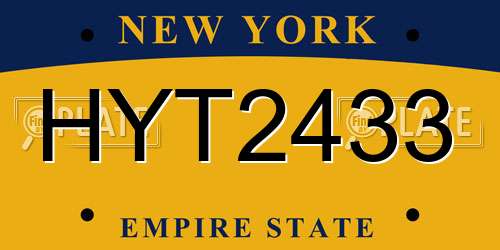 HYT2433 New York License Plate