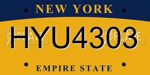 HYU4303 New York License Plate