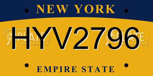 HYV2796 New York License Plate