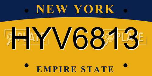HYV6813 New York License Plate
