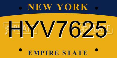 HYV7625 New York License Plate