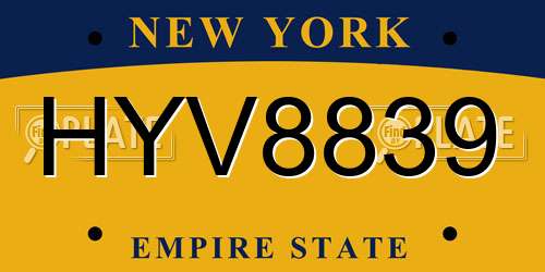 HYV8839 New York License Plate