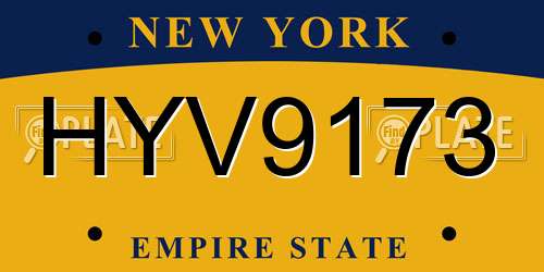HYV9173 New York License Plate