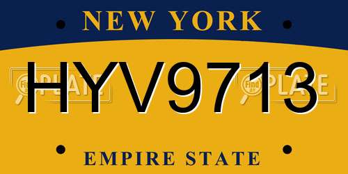 HYV9713 New York License Plate