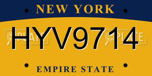 HYV9714 New York License Plate