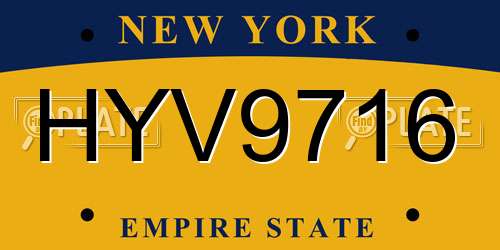 HYV9716 New York License Plate