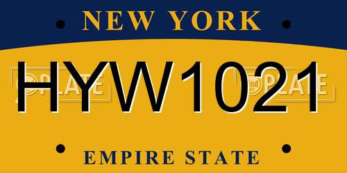 HYW1021 New York License Plate