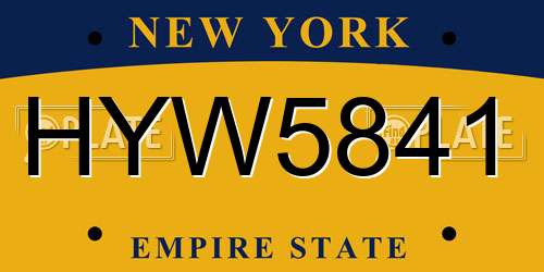 HYW5841 New York License Plate