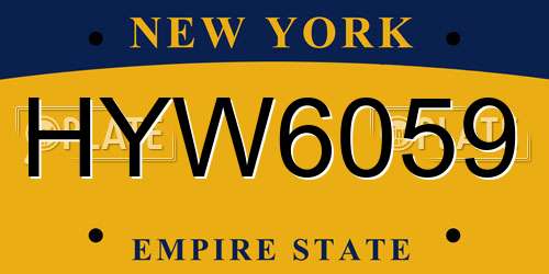 HYW6059 New York License Plate