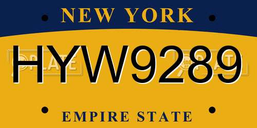HYW9289 New York License Plate