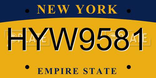 HYW9581 New York License Plate