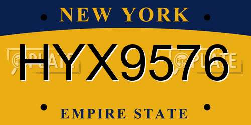 HYX9576 New York License Plate