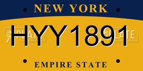HYY1891 New York License Plate