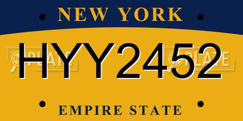 HYY2452 New York License Plate