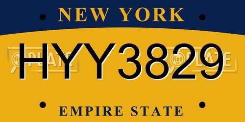 HYY3829 New York License Plate